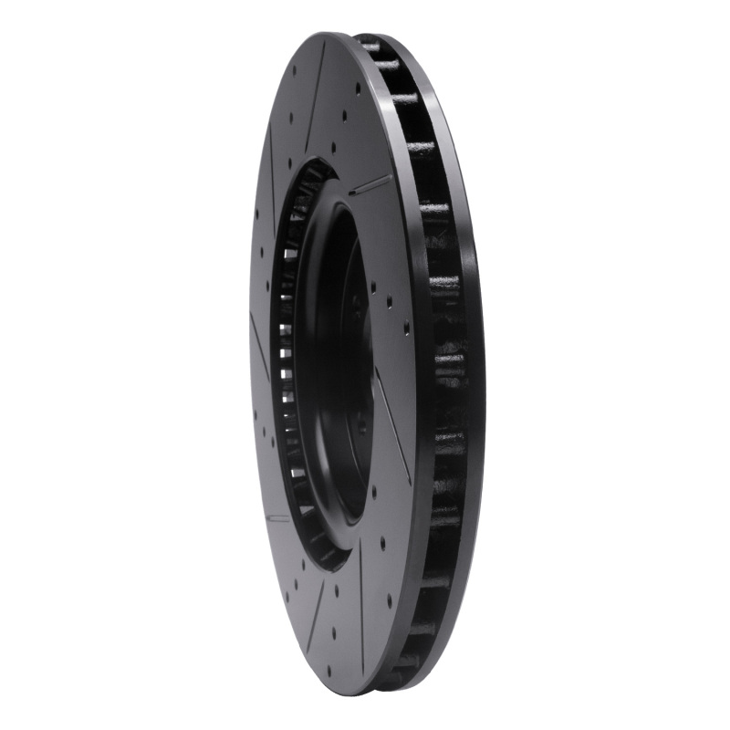 Ford Mustang Brake Rotor (1) - Front Right - R1 Concepts - Drilled & Slotted - Black - `07-`14